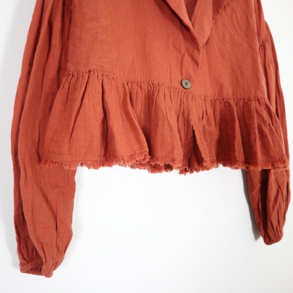 NWT Free People Size XS Lyra Tiered Bed Jacket Gauzey Rust Orange - Picture 5 of 11